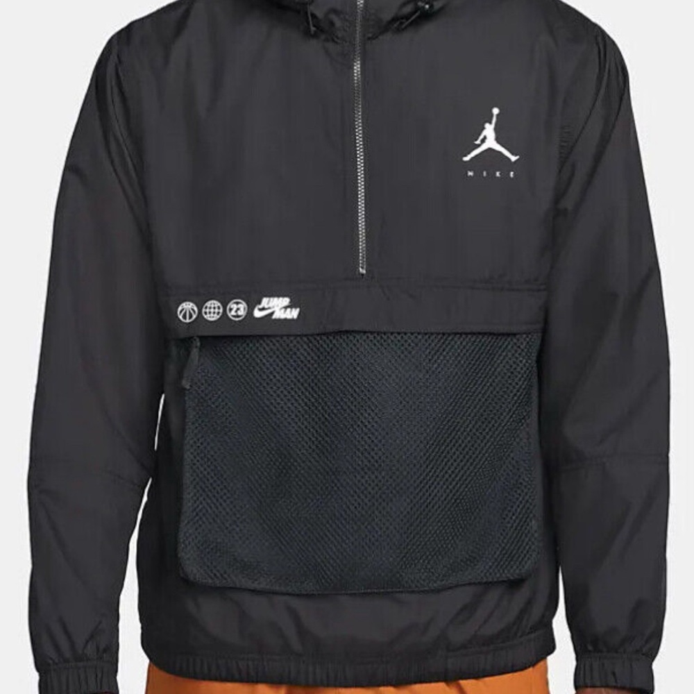 Nike Jordan Men's Black Windbreaker with Mesh Detail